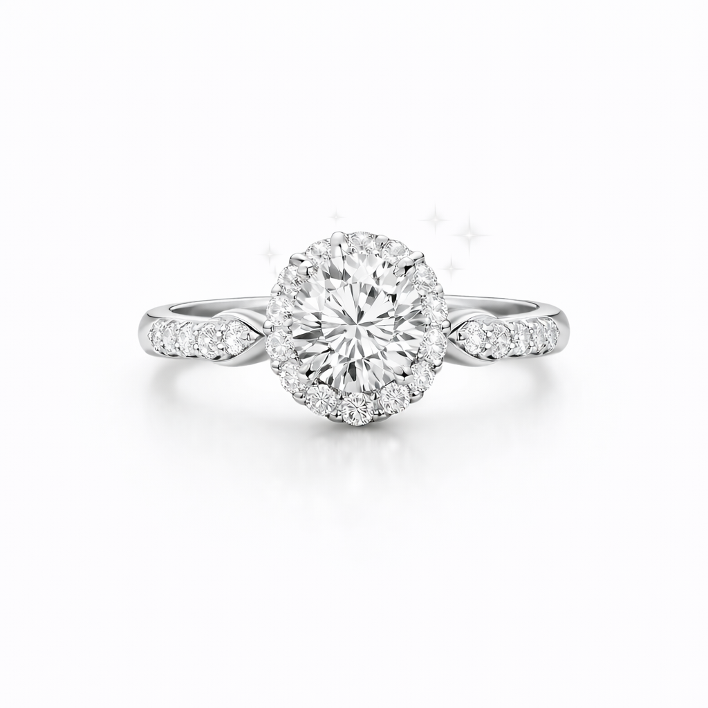 Monarch Round Three Stone Engagement Ring Moissanite/Lab Diamond