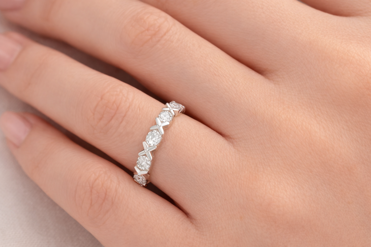 Radiant Mixed Anniversary/Wedding Band Moissanite/Lab Diamond 1ct