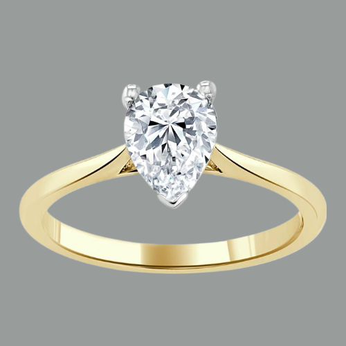Pear Cut Moissanite Engagement Ring, Classic Style
