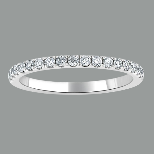 0.45ct Wedding Band, Delicate Half Eternity Ring, 1.80mm Wide
