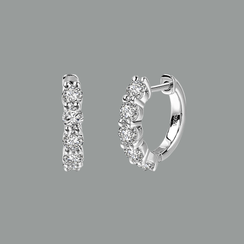 0.75ct Moissanite Hoop Earrings, 925 Sterling Silver