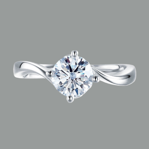1.00ct Moissanite Diamond Swirl Solitaire Engagement Ring, 925 Sterling Silver