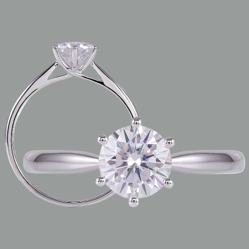 Classic Round Cut Moissanite Engagement Ring