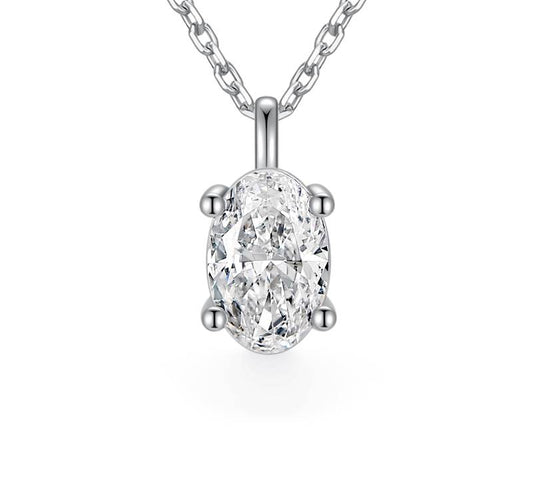 Silver N1 Oval Necklace Moissanite 1ct