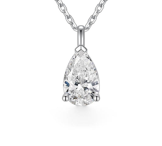 Silver N1 Pear Cut Necklace Moissanite 1ct