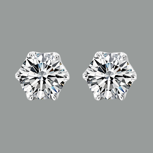 1.00ct each, Round Cut Moissanite Stud Earrings, 925 Sterling Silver