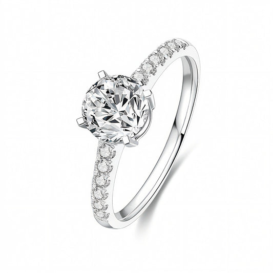 Celeste Round Engagement Ring With Side Stones Moissanite/Lab Diamonds