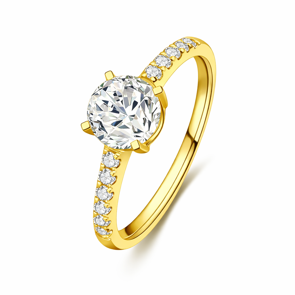Celeste Round Engagement Ring With Side Stones Moissanite/Lab Diamonds
