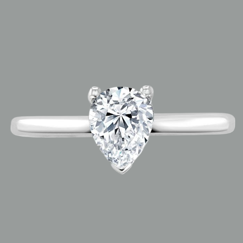 Pear Cut Moissanite Engagement Ring, Classic Style