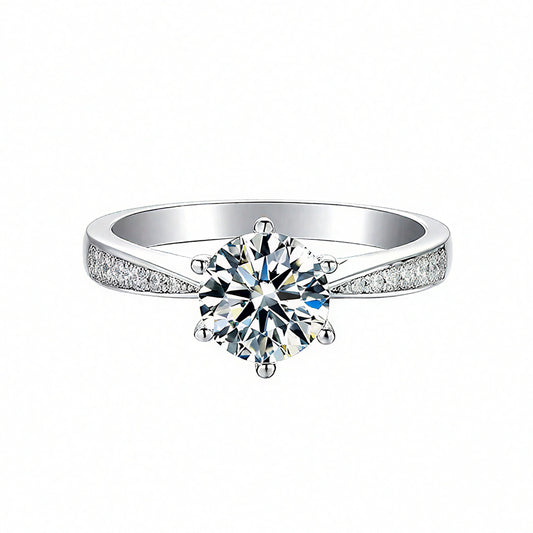 Purecut Silver R1 Round Engagement Ring Moissanite 1ct