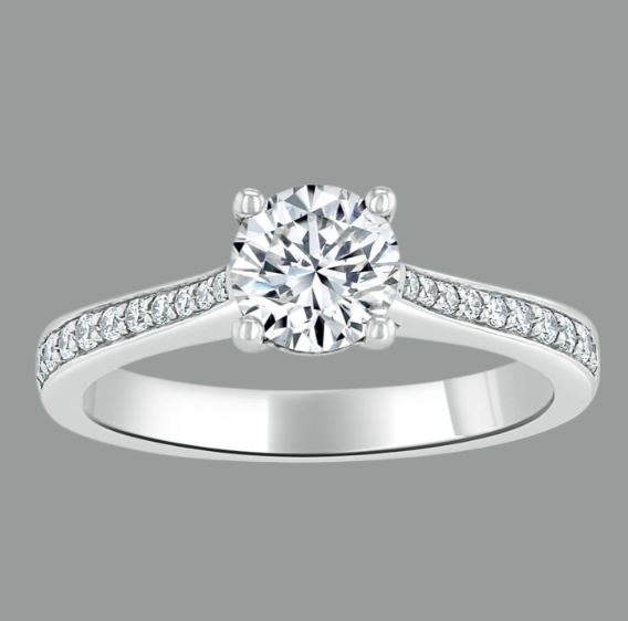 Round Cut Moissanite Engagement Ring, Classic Style