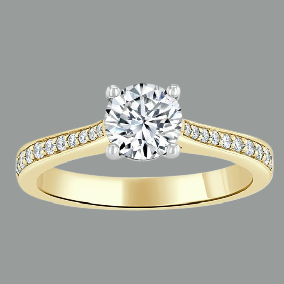 Round Cut Moissanite Engagement Ring, Classic Style