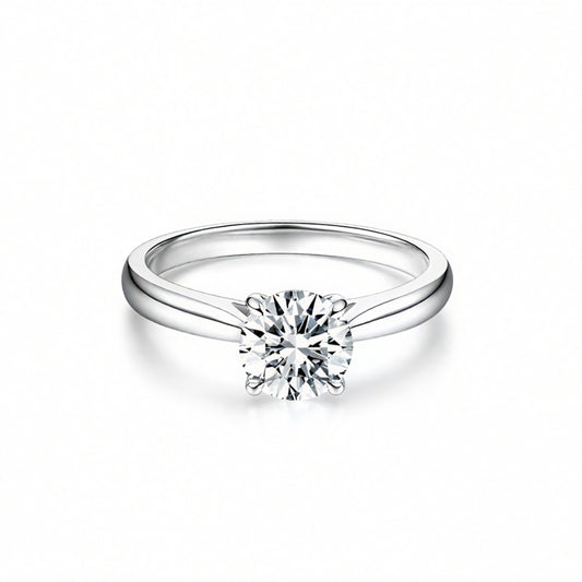 Signature Silver R1 Round Engagement Ring Moissanite 1ct
