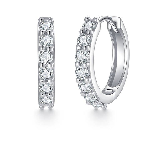 Silver E2 Round Earrings Moissanite 1ct