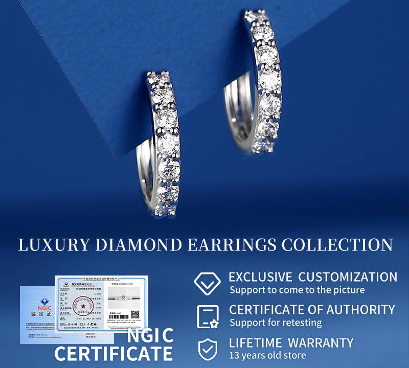 Silver E2 Round Earrings Moissanite 1ct