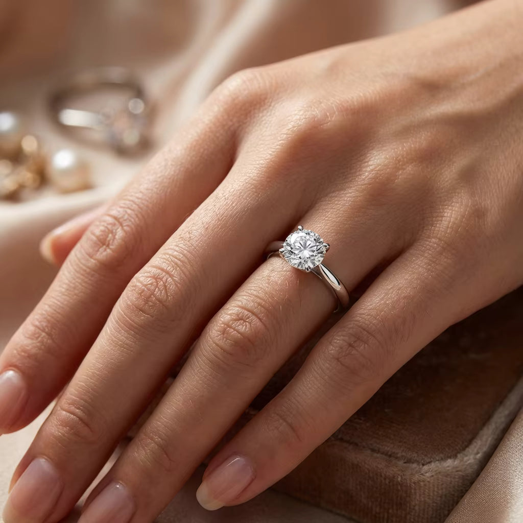 Aurora Round Solitaire Engagement Ring Moissanite/Lab Diamond