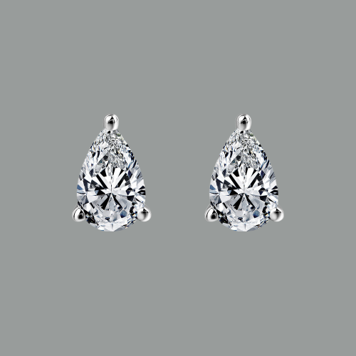 1.00ct each, Pear Cut Moissanite Stud Earrings, 925 Sterling Silver