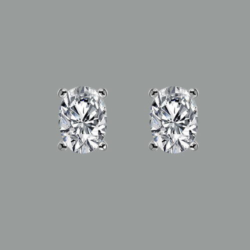 1.00ct each, Oval Cut Moissanite Stud Earrings, 925 Sterling Silver