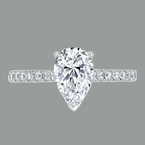 Pear Cut Moissanite Engagement Ring, Classic Style