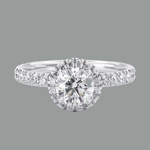 Round Cut Moissanite Halo Engagement Ring