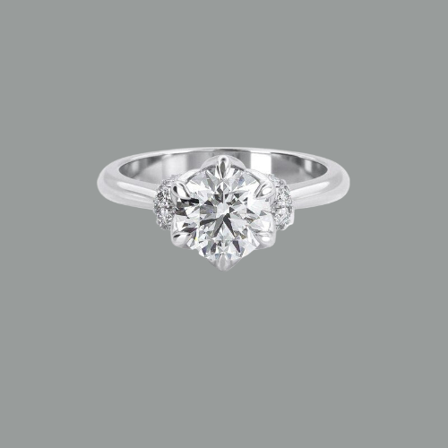 Round Cut Moissanite Engagement Ring, Vintage Design