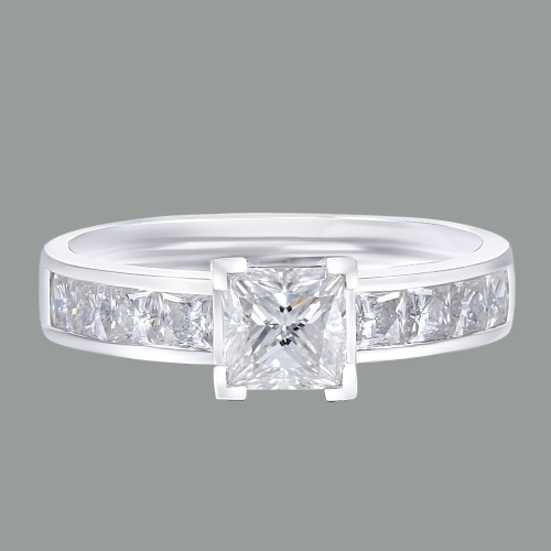 Princess Cut Moissanite, Classic Engagement Ring, Wide Band