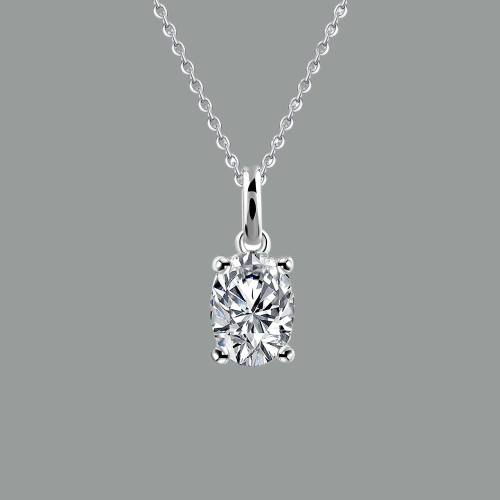 1.00ct Oval Cut Moissanite Pendant, 925 Sterling Silver