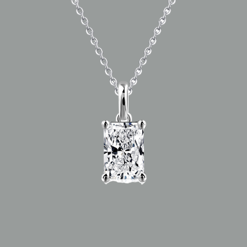 1.00ct Radiant Cut Moissanite Pendant, 925 Sterling Silver