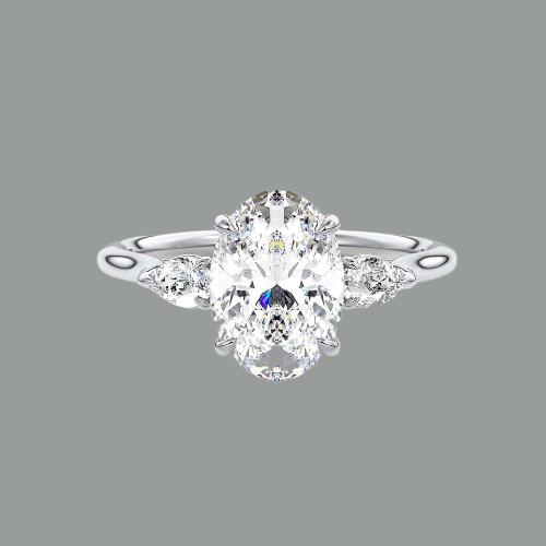 Oval Cut 3 Stone Moissanite Engagement Ring