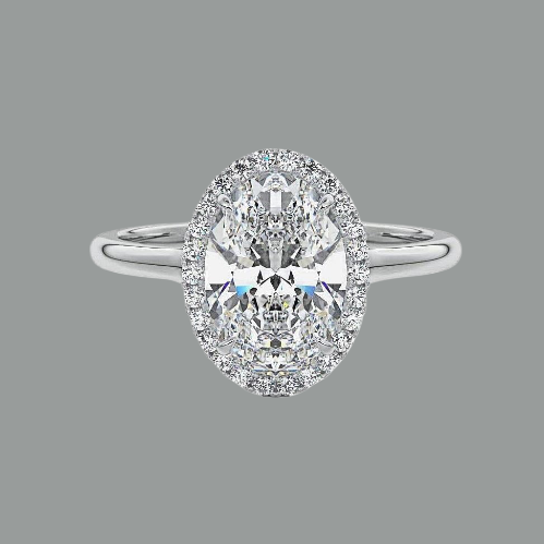 Oval Cut Halo Moissanite Engagement Ring