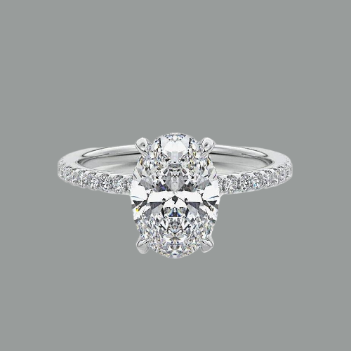 Oval Cut Hidden Halo Moissanite Engagement Ring