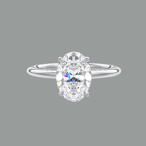 Oval Cut Moissanite Hidden Halo Ring