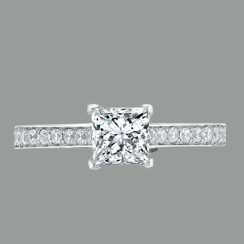 Princess Cut Moissanite Engagement Ring, Classic Style