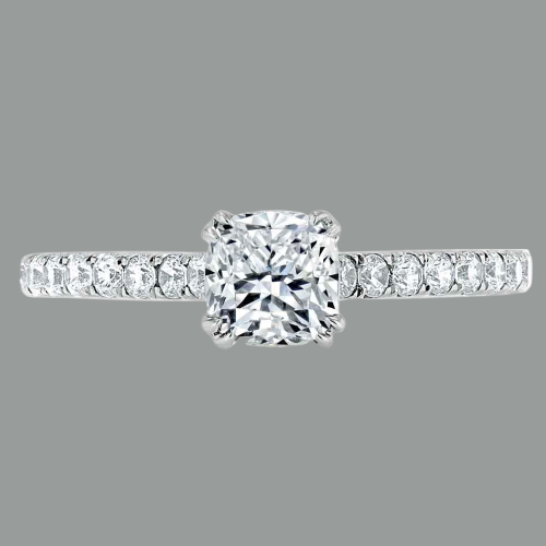 Cushion Cut Moissanite Engagement Ring, Classic Style