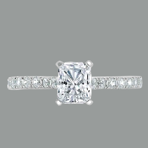 Radiant Cut Moissanite Engagement Ring, Classic Style