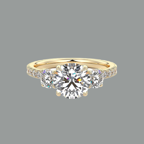 Round Cut 3 Stone Moissanite Engagement Ring