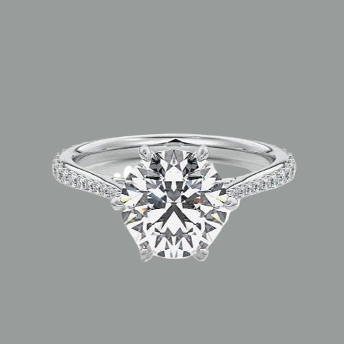 Round Cut 6 Claw Moissanite Engagement Ring
