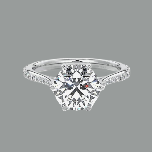 Round Cut 6 Claw Moissanite Engagement Ring