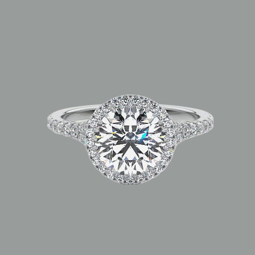Round Cut Halo Moissanite Engagement Ring