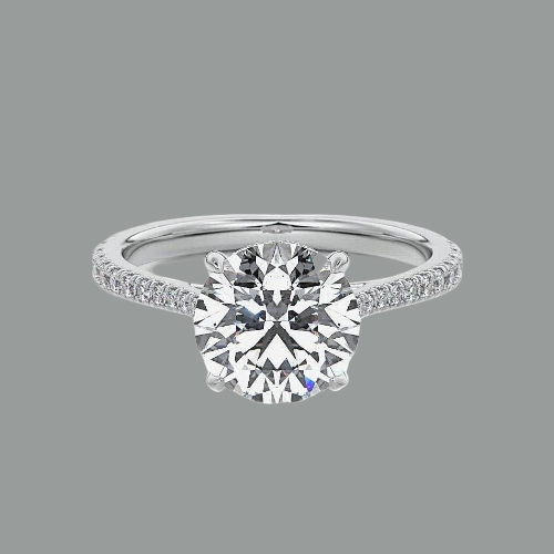 Round Cut Hidden Halo Moissanite Engagement Ring