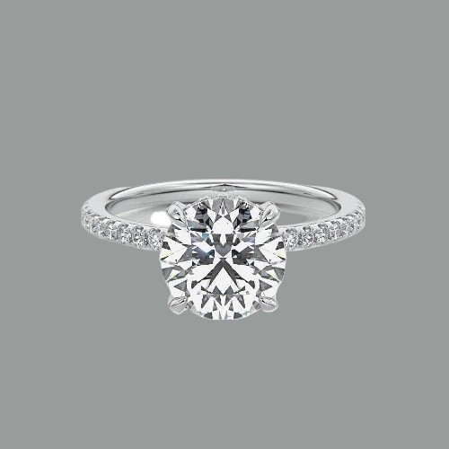 Round Cut Hidden Halo Moissanite Engagement Ring