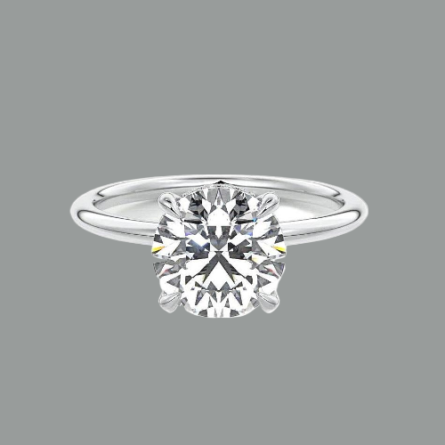 Round Cut Hidden Halo Moissanite Engagement Ring