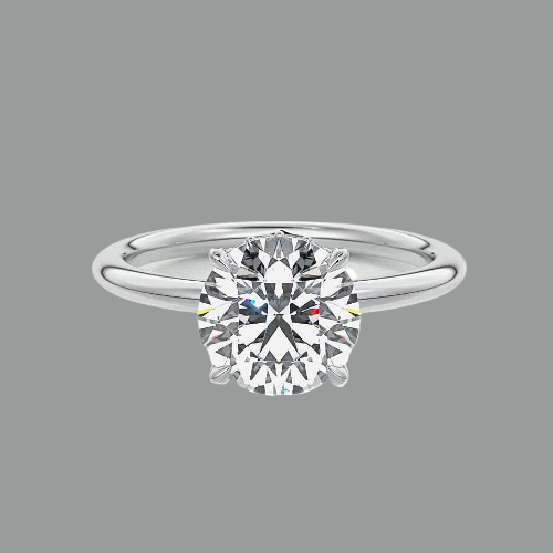 Round Cut Hidden Halo Moissanite Ring
