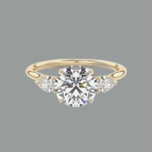 Round Cut Three Stone Moissanite Engagement Ring