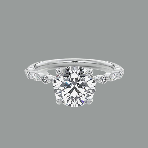 Round Cut Vintage Style Moissanite Engagement Ring