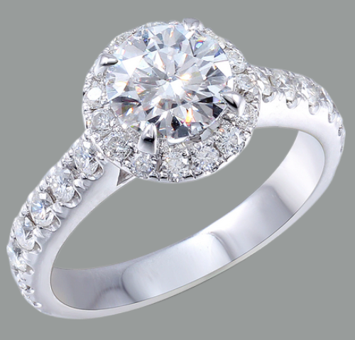 Round Cut Moissanite, Classic Halo Engagement Ring