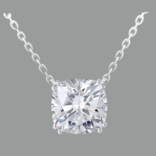 Cushion Cut Moissanite Necklace, Classic Elegant Drop Pendant, Choose Your Stone Size and Metal