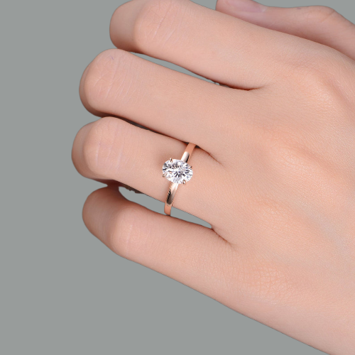 Oval Cut Moissanite Engagement Ring, Classic Design