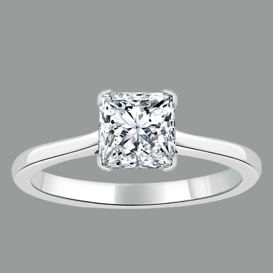 Princess Cut Moissanite Engagement Ring, Classic Style