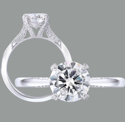 Classic Round Cut Moissanite Engagement Ring